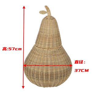 Cesta de almacenamiento decorativa de mimbre hecha a medida con forma de fruta para escritorio, cesta de almacenamiento artesanal transfronteriza con forma de pera - Product Image 5