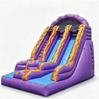 FAN BOUNCE Toboggan aquatique gonflable commercial en PVC pour extérieur, modèle Curvy Lava Falls - 18 pieds