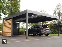 Neige haute charge abri d'auto étanche en bois couleur aluminium poutre tube carré structure clôture persienne aluminium panneau composite toit