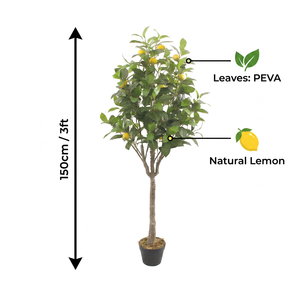 Grand arbre artificiel <span class=keywords><strong>citronnier</strong></span> de 150 cm (3 pieds) de haut, <span class=keywords><strong>en</strong></span> <span class=keywords><strong>pot</strong></span>, avec feuilles <span class=keywords><strong>en</strong></span> PEVA, fruits réalistes, arbre artificiel pour la décoration intérieure, la maison, le jardin, l'hôtel - Product Image 3