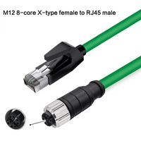 M12 8Pin X kode RJ45 kabel jaringan Ethernet, kabel Lan industri fleksibel tahan air IP67, kabel komunikasi kepala lurus