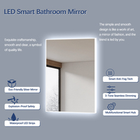 Miroir de salle de bain LED rétroéclairé mural sans cadre, commande tactile, anti-buée, miroir de vanité intelligent pour la maison, l'hôtel, la salle de bain