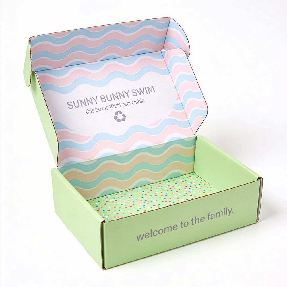 Cheap Hot Custom Logo Green Art Paper Corrugated Mailer Cardboard Packaging Mailing Postal Shipping Box For Cosmetic
