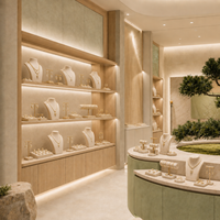 Vitrine à bijoux de luxe en bois naturel avec éclairage LED, écologique, imperméable, recyclable, durable, personnalisable