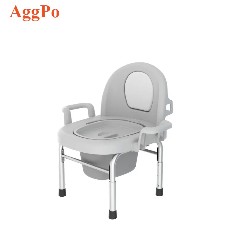 Folding Steel Bedside Commode Chair, Stand Alone Raised Toilet Seat with Padded Handles and Adjustable Legs for Elderly