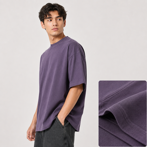 Camisetas de Hombre Personalizadas al por Mayor, Fabricante OEM ODM, Impresión de Logotipo, 220 Gramos, 100% Algodón Lavado, Corte Holgado - Product Image 3