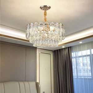 Lámpara de Araña de Cristal Redonda K9 con Luz LED, Lámpara de Lujo para Sala de Estar o Dormitorio, E27, Múltiples Cabezales, 15-30 - Product Image 1