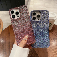 Pour iPhone 15 Pro Max 14 Plus 13 12 11 XR 7 8 Gradient Glitter Petal Phone Case Soft TPU Electroplated Mobile Cases
