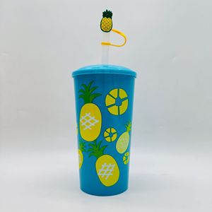 20oz/600ml phong cách khác nhau trái cây/động vật đầu uống cup nhựa Tumbler với nắp và rơm - Product Image 6