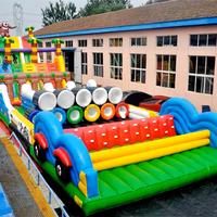 Parcours d'obstacles gonflable en PVC le plus grand du monde, parcours d'obstacles fou de 5 km, couleur personnalisée, installation facile, garantie de 3 ans, Wanyun