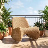 Fauteuil en rotin d'intérieur et d'extérieur, chaise longue en osier pour jardin et terrasse, mobilier d'appoint moderne, durable et confortable