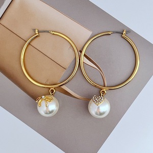 Nuevos pendientes colgantes de perlas de lujo, pendientes de aro para caballeros con lazo de amor, joyería fina de alta calidad de moda religiosa de circón - Product Image 1