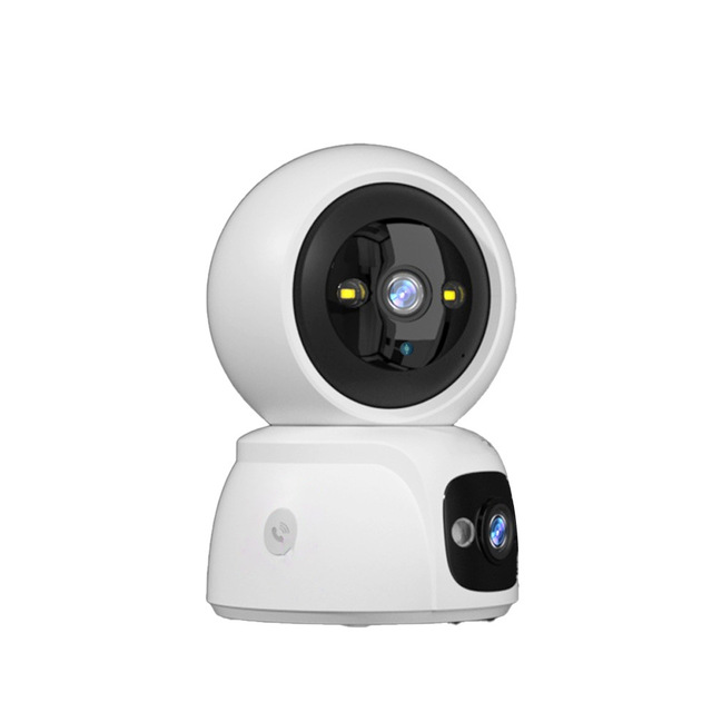 Dual-Lens HD Panoramic Night Vision Security Camera with Motorized Pan-Tilt for Home