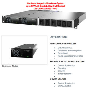 Système d'alimentation intégré/autonome Eltek <span class=keywords><strong>Rectiverter</strong></span> 1U 3 kVA monophasé 48 VDC pour les télécommunications, les réseaux 4G, les chemins de fer et les services publics - Product Image 2