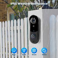 Caméra sonnette vidéo WiFi 1080P Carillon alimenté par batterie 38 sonneries IP65 Étanche SD Stockage 2.4G Cloud Réglage du volume Porte