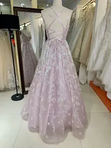 Vestidos De Fiesta Modern Ball Gown Pink Lace Up Back Princesses Prom Dress