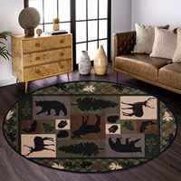 Tapis rond Wan Xinlong style ferme avec motifs d'animaux mignons et de forêt pour salon, chambre à coucher, canapé, résistant aux taches