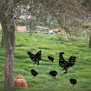 Sculpture d'art en métal personnalisé métal découpe Laser Animal coq <span class=keywords><strong>jardin</strong></span> Silhouette cour Art <span class=keywords><strong>jardin</strong></span> pieu ferme décoration - Product Image 5