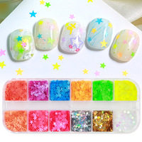 12 Grilles de Paillettes pour Ongles en Forme d'Étoile à Cinq Branches, Mélange de Tailles, Paillettes pour Ongles