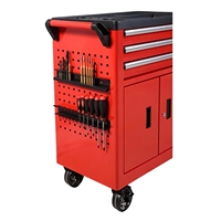 Armoire à outils en métal à 3 tiroirs, chariot à outils mobile verrouillable pour atelier avec rangement à double porte pour garage automobile