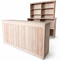 Élégante table de bar pliable en chêne de 2,4 m avec structure articulée et armoire à dossier haut pour événements, mariages, fêtes et banquets à louer