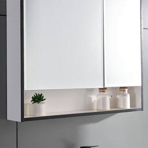 Miroir <span class=keywords><strong>de</strong></span> salle <span class=keywords><strong>de</strong></span> bain éclairé mural moderne résistant à l'eau avec armoire à vasque simple en MDF pour usage hôtelier - Product Image 3