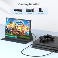 Moniteur portable AHXJKA 10,5 pouces 1920x1280 IPS avec étui en cuir, 60Hz, Plug & Play, Type C pour mobile, ordinateur portable, PC, téléphone, PS4, PS5, Switch