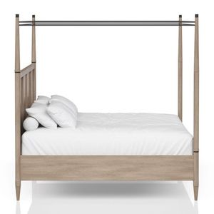 Juego de dormitorio Queen con dosel ajustable, mesita de noche de 2 cajones, cómoda moderna, espejo con marco, armario con puertas y tapicería de terciopelo ajustable - Product Image 2