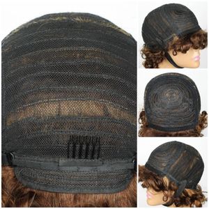 IMMI HAIR Cut parrucche corte per <span class=keywords><strong>capelli</strong></span> umani <span class=keywords><strong>ricci</strong></span> per donna nera parrucche Bob onda d'acqua profonda nessuna parrucca anteriore in pizzo con frangia 8 pollici - Product Image 6