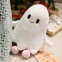 Nouvelle Peluche Citrouille d'Halloween en Forme de Fantôme, Longue et Super Douce, Coussin à Câliner / Poupée Anti-Stress Lavable / Décoration