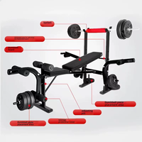 Rack de musculation multifonction en métal pliable et réglable avec banc, équipement de fitness pour la force et la sécurité, haltères inclus