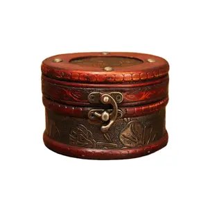 Vintage Creative Jewelry Cylindrical Wooden Small Pearl Treasure Box Manufacturer Wholesale