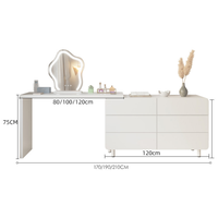 NOVA crème blanc 6 tiroirs commode moderne extensible debout chambre maquillage table de vanité pliant en bois dressing bureau stockage