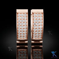 KRUP JEWELS Pendientes de oro blanco con diamantes cultivados en laboratorio, corte brillante, color E, clásicos para mujer, para uso diario, boda, compromiso