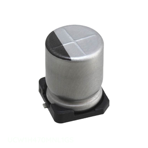Condensador Original CAP ALUM 47UF 20% 50V SMD 47 uF de Montaje Superficial UCW1H470MNL1GS - Product Image 1