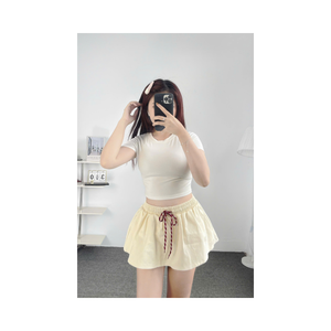 Jupe-short décontractée pour femme de qualité supérieure avec cordon de serrage – Jupe-short fluide coupe trapèze, plusieurs couleurs, style coréen, qualité premium - Product Image 1
