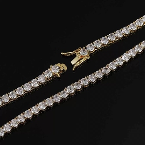 Homme Femme Hip Hop Tennis Collier Blanc Zircon Pleine Pierre Colliers pour Femmes Hommes Vintage Or Argent Couleur Chaîne Bijoux 24in - Product Image 5