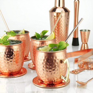 Vente chaude en acier inoxydable 16oz moscou 100% solide plaqué boire martelé tasse café bière Mule cuivre tasse - Product Image 5