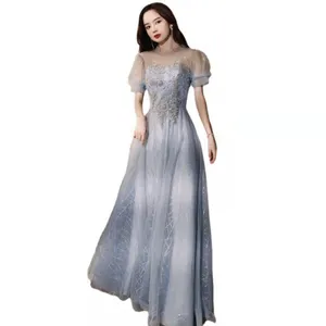 Đầm Phù Dâu Voan Ren Cho Nữ, Váy Dạ Hội Dài Ôm Sát Màu Trơn Bán Chạy