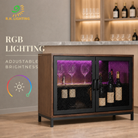 Armoire à vin Joystar à double porte vitrée, finition bois et acrylique brun, LED RGB, contrôle Bluetooth, KD pour restaurant