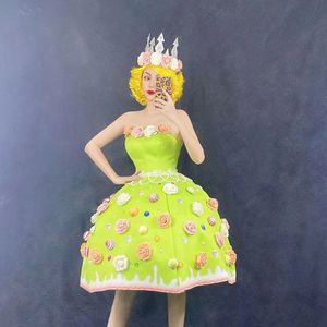 Robe de fête à fleurs vertes Sexy Femmes Spectacle de danse sur scène Costume de carnaval Costumes du paradis - Product Image 2