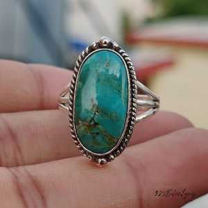 Bague artisanale en turquoise de Kingman et argent sterling 925, cadeau pour elle - Product Image 3