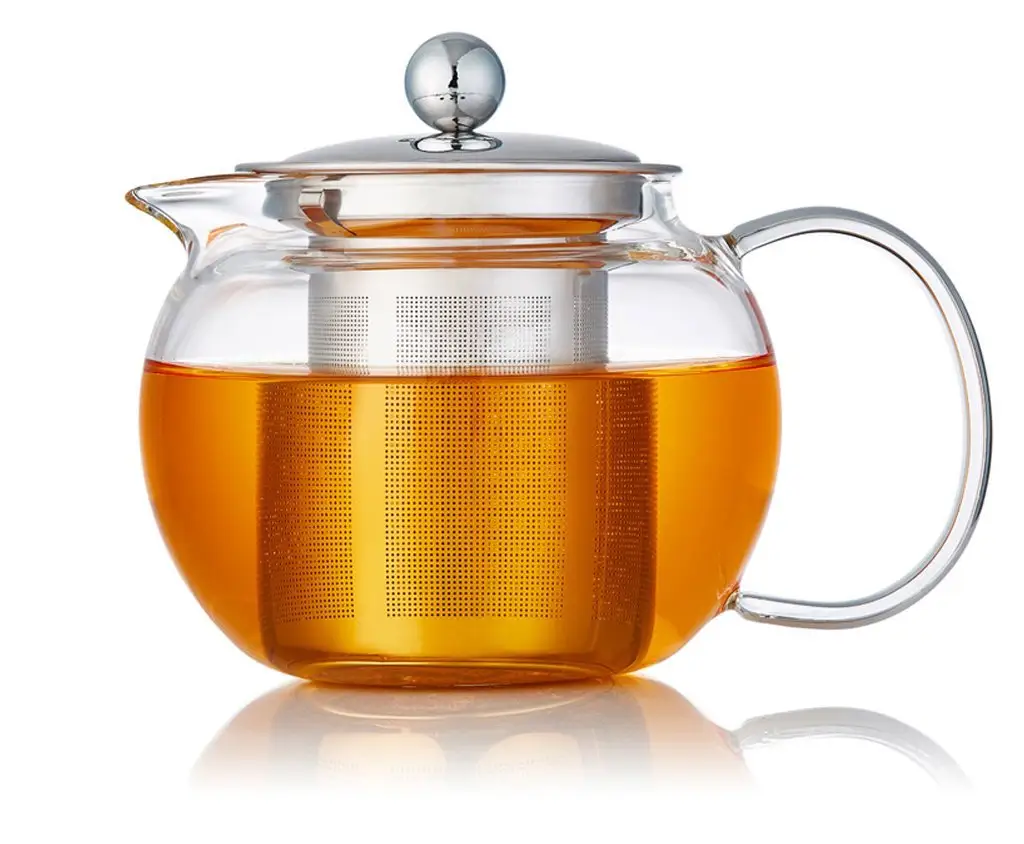 उच्च गुणवत्ता के साथ mouthblown borosilicate ग्लास चायदानी चाय का सेट 304 स्टेनलेस हटाने योग्य तर करने वाला