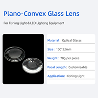 Lentille optique en verre plano-convexe 100*22mm à haute transmission lumineuse pour lampe de pêche, lampe de nuit, équipement d'éclairage LED