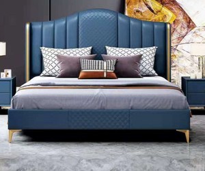 Moderna Struttura <span class=keywords><strong>Letto</strong></span> Matrimoniale in Plastica con Pannello Alto Impermeabile, Testiera Imbottita in Tessuto e Pelle PU Trapuntata, <span class=keywords><strong>Cuscino</strong></span> Bianco, Durata 3-5 Anni - Product Image 6