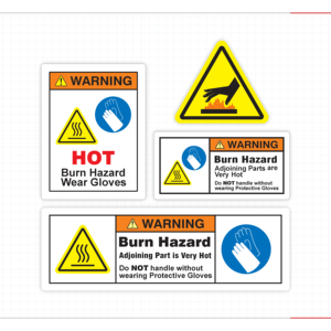 Señal de advertencia de peligro de quemaduras, use guantes, partes adyacentes muy calientes, aviso de seguridad - Product Image 5