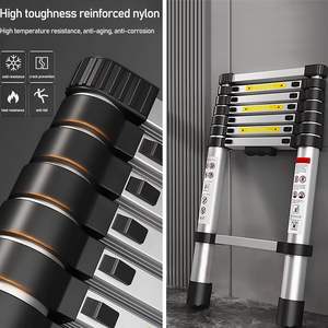 Échelle pliante télescopique en aluminium portable de 12.5 pieds avec pieds antidérapants pliables <span class=keywords><strong>pour</strong></span> le travail domestique et extérieur - Product Image 4