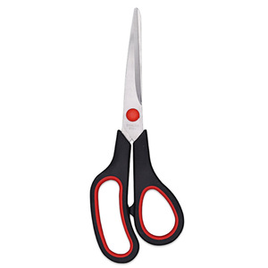 Ciseaux de bureau en acier inoxydable, lame droite, manche noir et rouge, usage domestique, lot en vrac - Product Image 4