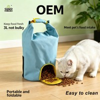 Distributeur de nourriture pour animaux de compagnie écologique 3L en tissu Oxford, sac de rangement hermétique pour friandises de chien/chat, mangeoire de voyage portable avec fermeture