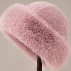 Sombrero <span class=keywords><strong>de</strong></span> pescador <span class=keywords><strong>de</strong></span> piel sintética esponjosa para mujer y niña con logotipo personalizado <span class=keywords><strong>de</strong></span> diseño, sombrero <span class=keywords><strong>de</strong></span> pescador para adultos - Product Image 2